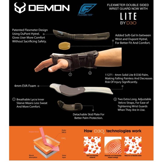 DEMON FLEXMETER WRIST GUARD DOUBLE D3O Black | Протектор накитник