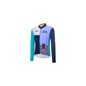 Вело джърси с дълъг ръкав Santini Trek Driftless Team Replica Cycling Thermal Dark Blue/Light Blue Вело джърси с дълъг ръкав Santini Trek Driftless Team Replica Cycling Thermal Dark Blue/Light Blue
